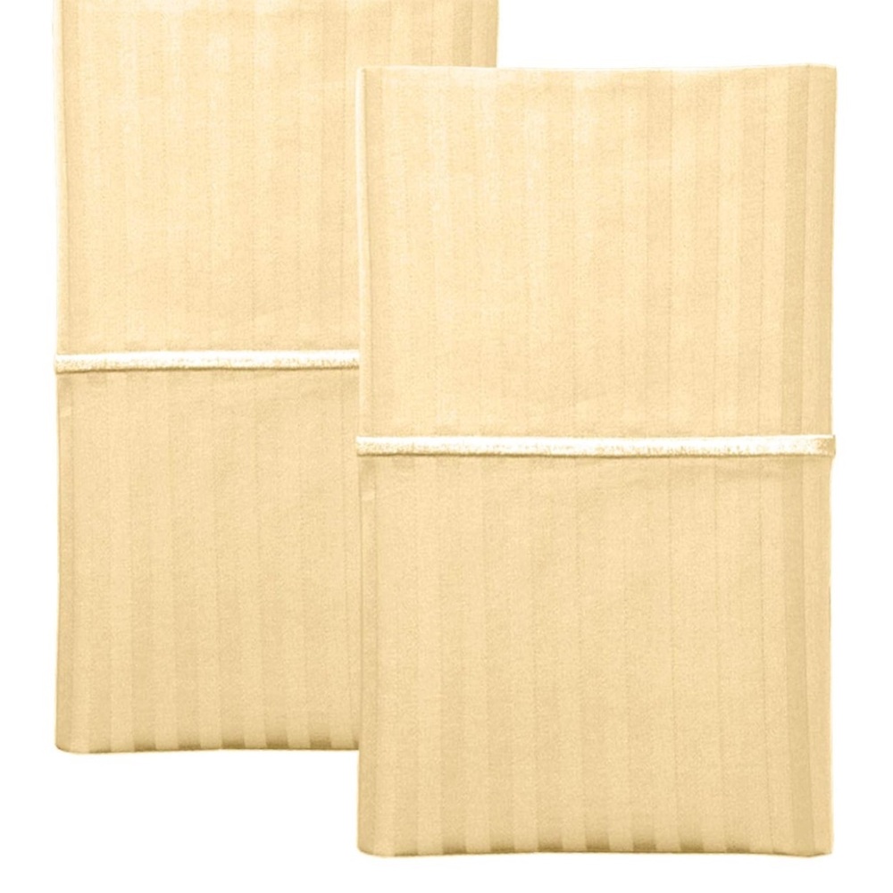 New Feather& Stitch 100% Cotton Standard Pillow Covers Set 20x30 Inches Semolina